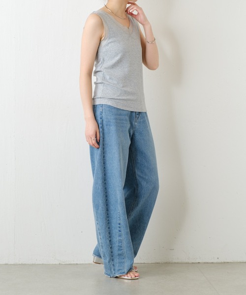 GALLARDAGALANTE グレー Vネック ノースリーブ COLLAGE GALLARDAGALANTE タンクトップ ノースリーブ C′NOTE