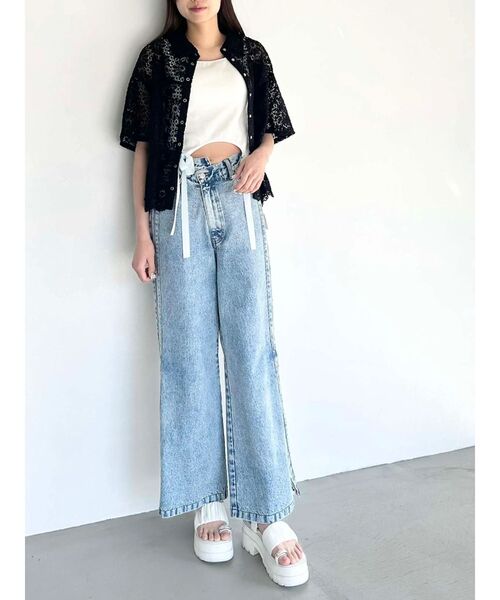 CALNAMUR（カルナムール） ブラウス シャツ FLOWER LACE HALF SLEEVE