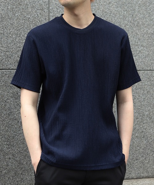MEN'S BIGI（メンズビギ） tシャツ リネンブレンド楊柳リブネックT