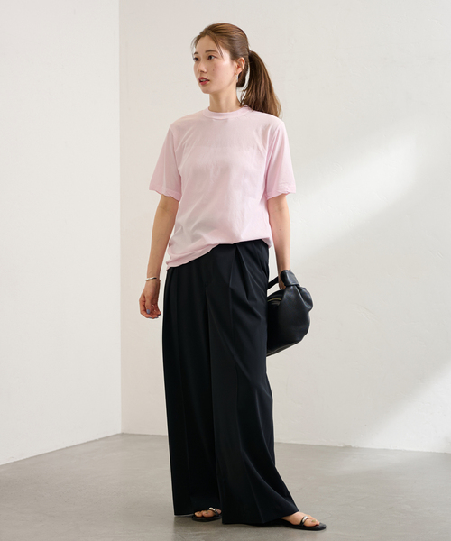 試着のみ　ATON Tシャツ FRESCA SINGLE JERSEY ピンク FRESCA SINGLE JERSEY | SATNDARD T-SHIRT – ATON | エイトン