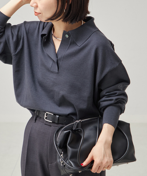 ニット セーター Washable/victria襟付プルオーバー レディース