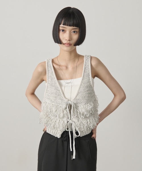 ビビィ Bibiy. トレンチ ベスト　ジレ　2way フリンジ　アシンメトリー 新品未使用】Bibiyビビィトレンチ ベスト ジレ ビビィ Bibiy