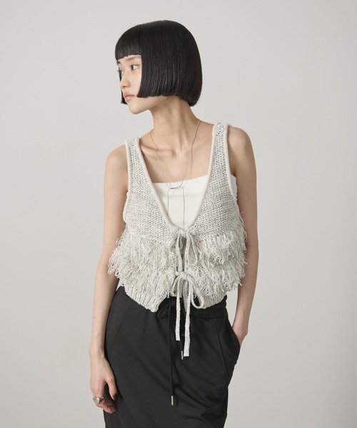 まゆ様　IEニットジレ BK UNITED TOKYO ベスト ジレ バックロングラインニットベスト