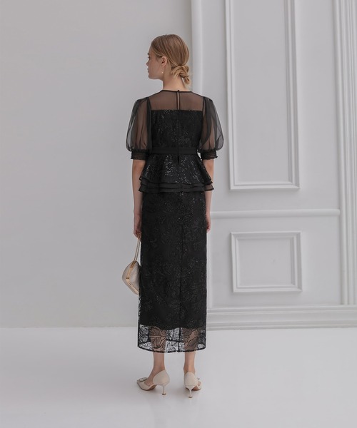 Leja ドレス 「LEJA」ローズペプラムIラインワンピースドレス2点