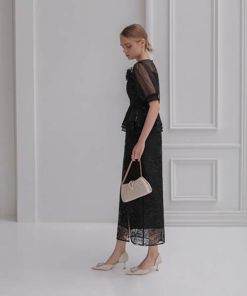 leja（レジャ）/ローズペプラムビスチェAラインワンピースドレス/結婚式 レジャ Leja ローズペプラムビスチェAラインドレスワンピース