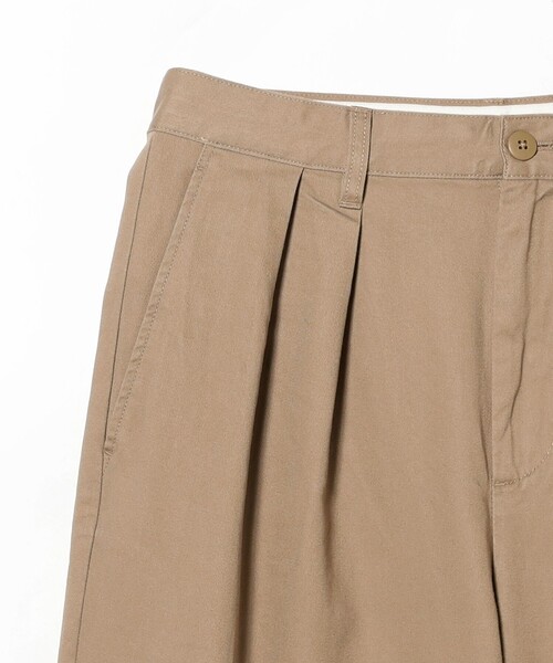 BEAMS（ビームス） パンツ ワイドストレート 2プリーツ チノ パンツ