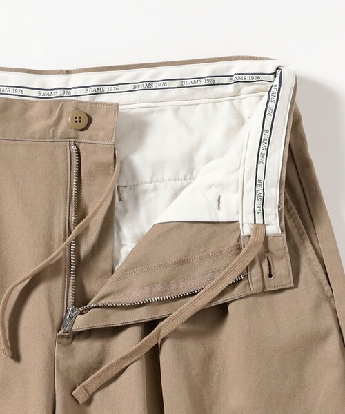 BEAMS（ビームス） パンツ ワイドストレート 2プリーツ チノ パンツ