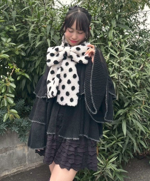 キャンディーストリッパー　リボン付きブラックマフラー Candy Stripper（キャンディーストリッパー） マフラー ストール