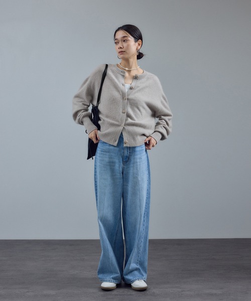 サロンアダムエロペ 25AW カシミヤクルーネックカーディガン ニット F SALON adam et ropé(サロン アダム エ ロペ) / カシミヤクルーネック