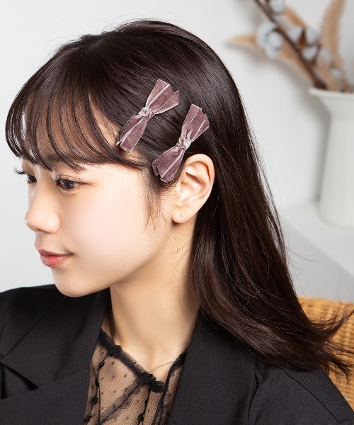 ヘアピン 「2個1セット」ベロア 二重 リボン : ZOZOTOWN Yahoo!店
