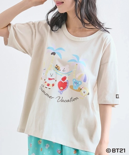 BT21×Loungedress　 Tシャツ　白　フリーサイズ Tシャツ(SUMMER) BT21 – LINE FRIENDS SQUARE JAPAN OFFICIAL