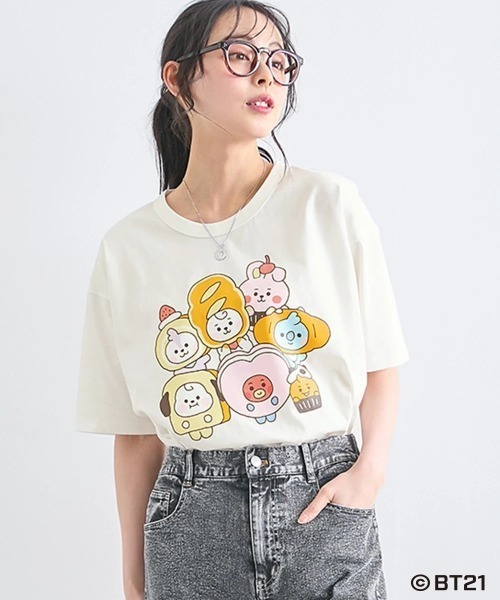 SMILELAND tシャツ 「BT21」ゆるシルエットプリントTシャツ「大きい