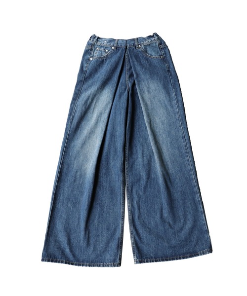 [antiqua] [patterntorso] обработка Denim брюки L индиго голубой женский 