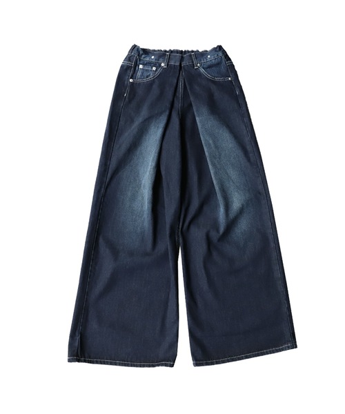 [antiqua] [patterntorso] обработка Denim брюки L индиго голубой женский 