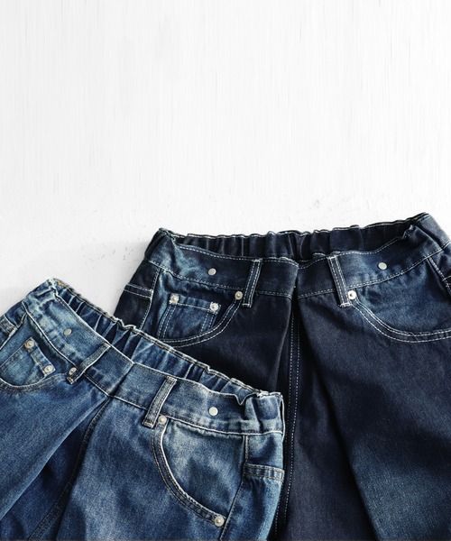 [antiqua] [patterntorso] обработка Denim брюки L индиго голубой женский 
