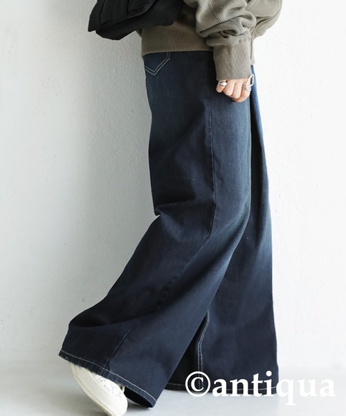 [antiqua] [patterntorso] обработка Denim брюки L индиго голубой женский 