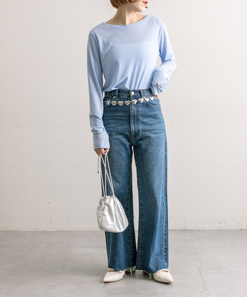 [mystic] обработка Denim брюки 1 оттенок голубого прочее женский 