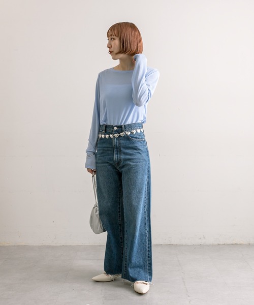 [mystic] обработка Denim брюки 1 оттенок голубого прочее женский 
