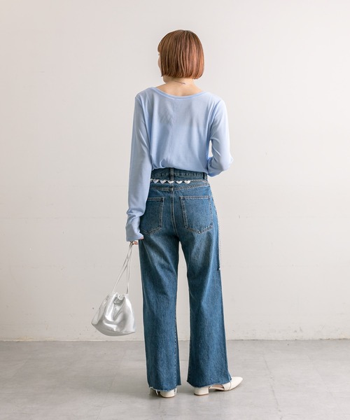 [mystic] обработка Denim брюки 1 оттенок голубого прочее женский 