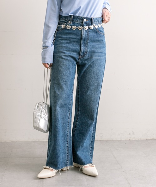 [mystic] обработка Denim брюки 1 оттенок голубого прочее женский 