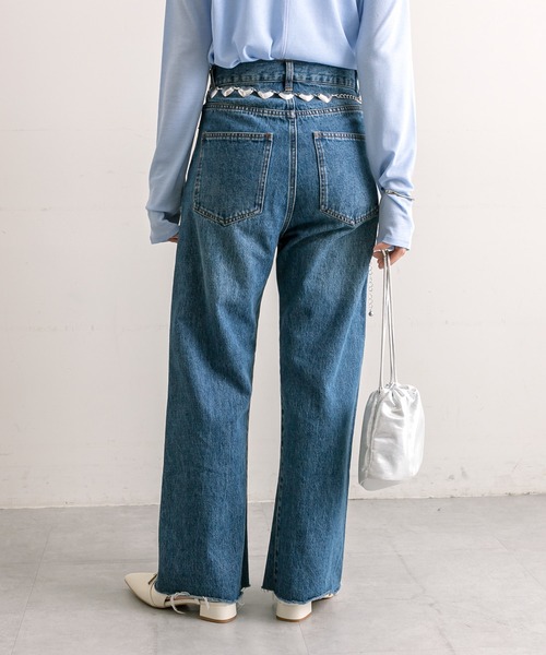 [mystic] обработка Denim брюки 1 оттенок голубого прочее женский 