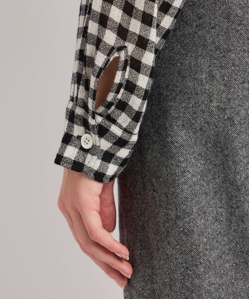 agnes b. HOMME チェック ネルシャツ 長袖 総柄 グレー agnes b.（アニエスベー） ブラウス シャツ ギンガムチェック 長袖
