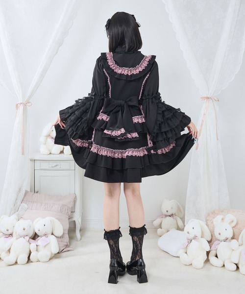 DearMyLove ジャンパースカート フリルたっぷりはしごレースリボン