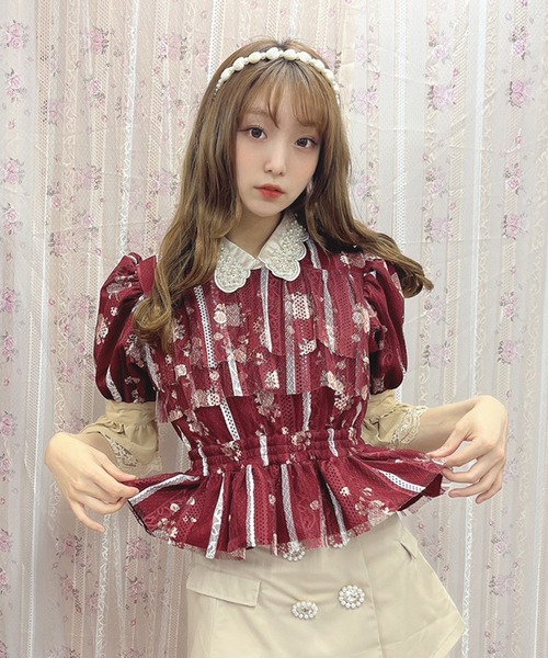 Swankiss（スワンキス） 7分袖ブラウス FREE ボルドー レディース
