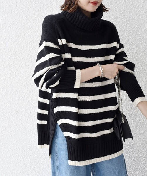 「SHIPS」 タートルネックニット SMALL グリーン レディース_画像3