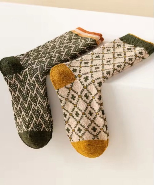 靴下 「 ammy. / エイミードット 」 レトロカラー ノルディック ジャガード ソックス レディース | ブランド登録なし | 11