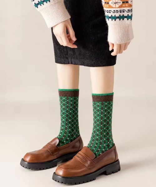 靴下 「 ammy. / エイミードット 」 レトロカラー ノルディック ジャガード ソックス レディース | ブランド登録なし | 13