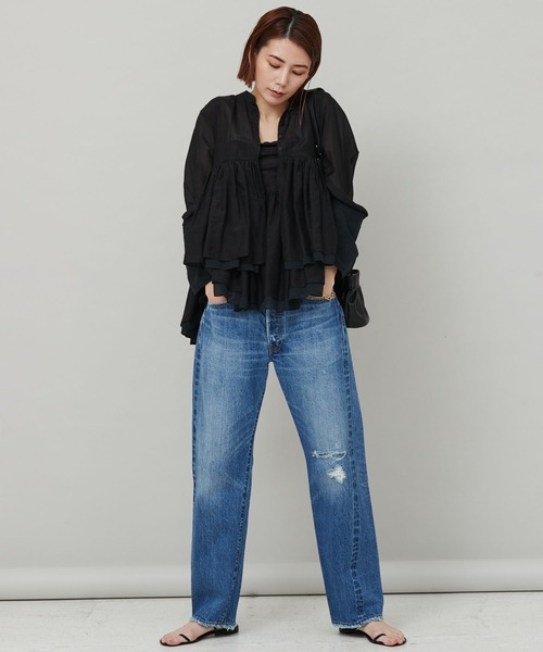 Curensology 「Curensology」 ダメージ加工デニムパンツ 38 ブルー