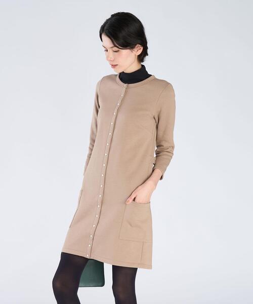 agnès b. 　オーガニックコットン7分袖カーディガンプレションRobe オーガニックコットン メルトン 七分袖 カーディガンプレッション