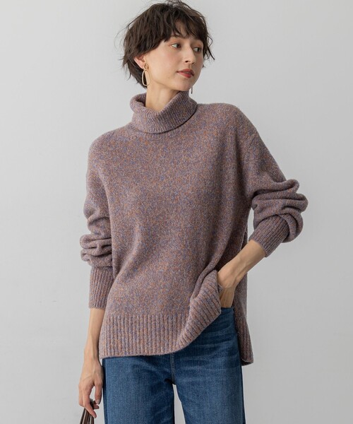 ニット セーター 「FUDGE掲載/洗える」ミックスブークレ サイド