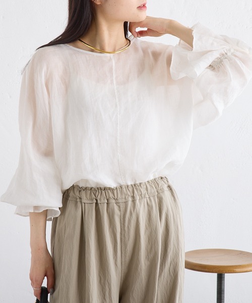 「PUAL CE CIN」 長袖ブラウス FREE オフホワイト レディース_画像6