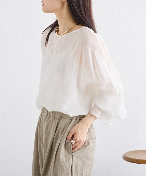 「PUAL CE CIN」 長袖ブラウス FREE オフホワイト レディース_画像8