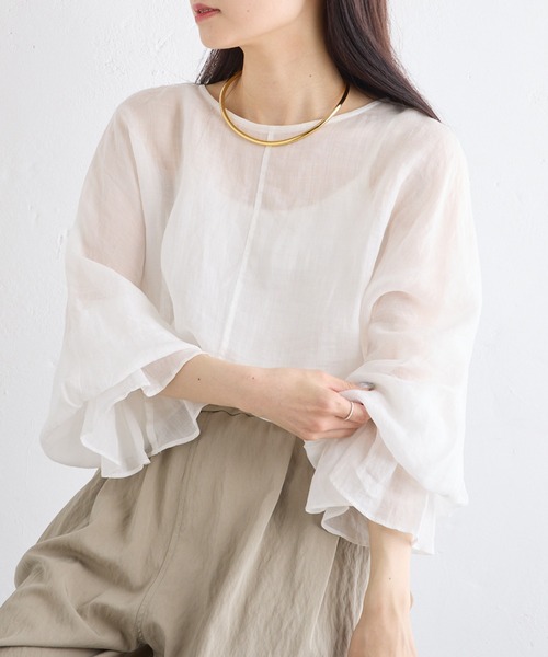 「PUAL CE CIN」 長袖ブラウス FREE オフホワイト レディース_画像9