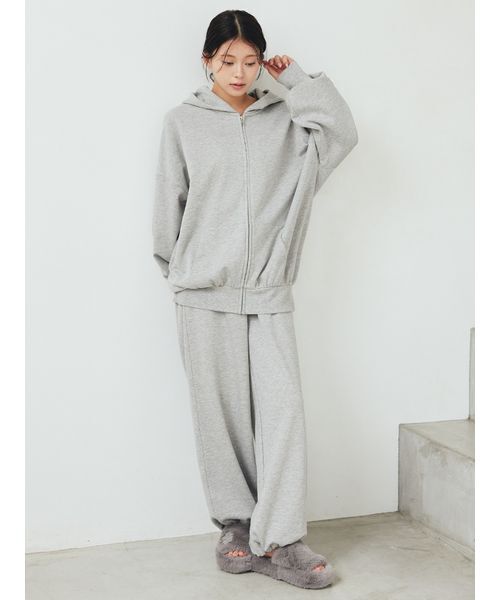 GELATO PIQUE グレー ルームウェア セット gelato pique（ジェラートピケ） パジャマ ルームウェア 裏毛ロング