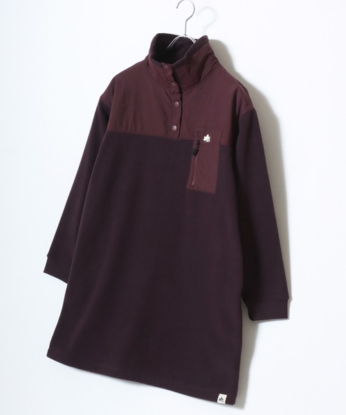 チュニック 2025AW LOGOS/ロゴス フリース×ナイロン切替 ハーフスナップ スタンドチュニック ワンピース | LOGOS | 03