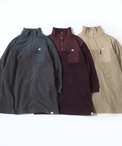 チュニック 2025AW LOGOS/ロゴス フリース×ナイロン切替 ハーフスナップ スタンドチュニック ワンピース | LOGOS | 21