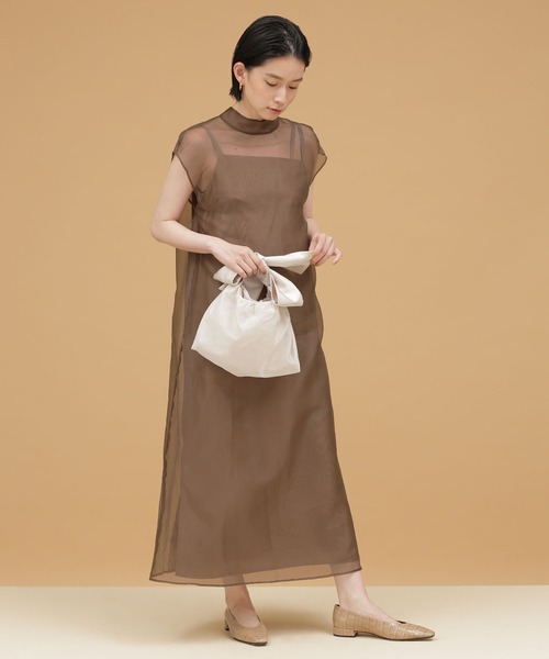 「kaene」 半袖ワンピース 1 ブラウン レディース_画像4