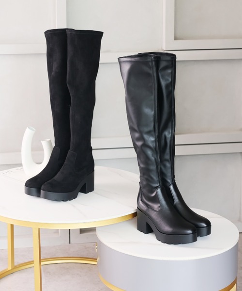 「VIVIAN」 ロングブーツ LL ブラック レディース_画像2