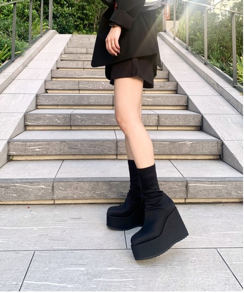 「R&E」 ショートブーツ S ブラック レディース_画像3