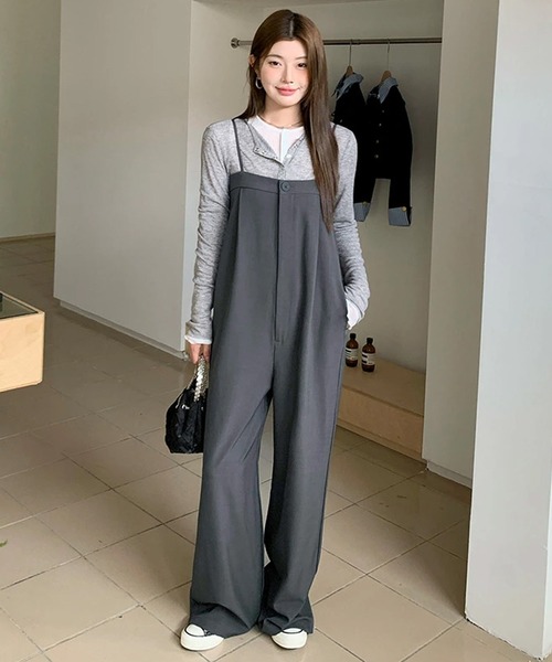 サロペット オーバーオール 「選べる丈感」裏起毛ベアオールインワン