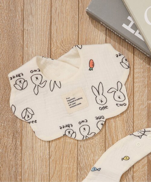 BREEZE（ブリーズ） スタイ よだれかけ ねこ・うさぎガーゼスタイ