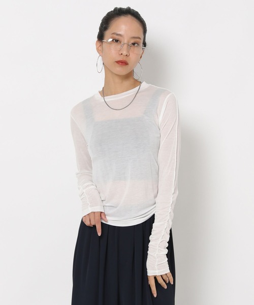 HEREIAM tシャツ 「HEREIAM」ギャザースリーブシアープルオーバー 