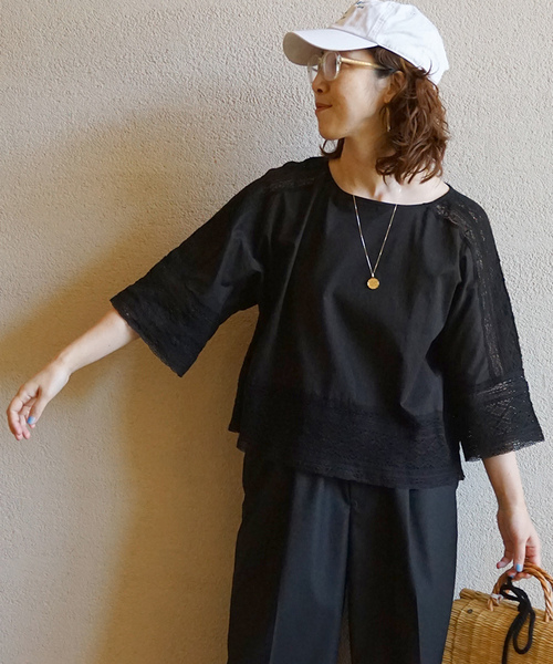 「JOURNAL STANDARD LUXE」 7分袖ブラウス FREE ブラック レディース_画像3