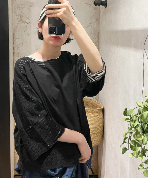 「JOURNAL STANDARD LUXE」 7分袖ブラウス FREE ブラック レディース_画像6