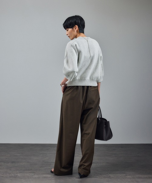 「SALON adam et rope'」 7分袖ニット FREE グレー レディース_画像3