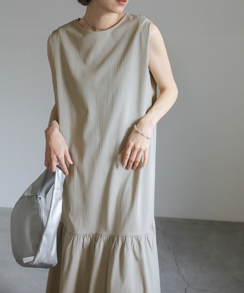 「select MOCA」 ノースリーブワンピース LARGE グレイッシュベージュ レディース_画像9